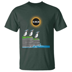 Cute Cartoon Puffins 2026 Total Solar Eclipse T Shirt August 12 Totality Funny Astronomy Gift TS02 Dark Forest Green Print Your Wear