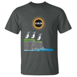 Cute Cartoon Puffins 2026 Total Solar Eclipse T Shirt August 12 Totality Funny Astronomy Gift TS02 Dark Heather Print Your Wear