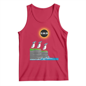 Cute Cartoon Puffins 2026 Total Solar Eclipse Tank Top August 12 Totality Funny Astronomy Gift TS02 Red Print Your Wear