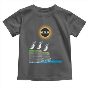 Cute Cartoon Puffins 2026 Total Solar Eclipse Toddler T Shirt August 12 Totality Funny Astronomy Gift TS02 Dark Heather Print Your Wear