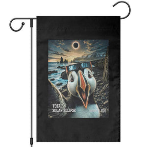 Puffin Selfie August 12 2026 Total Solar Eclipse Garden Flag Funny Totality Photographic Astronomy Souvenir TS02 Black Print Your Wear