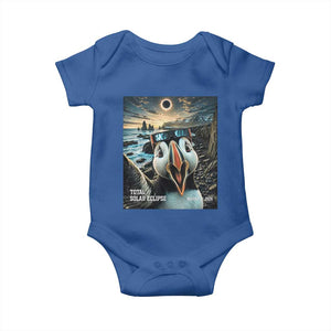 Puffin Selfie August 12 2026 Total Solar Eclipse Baby Onesie Funny Totality Photographic Astronomy Souvenir TS02 Royal Blue Print Your Wear