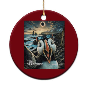 Puffin Selfie August 12 2026 Total Solar Eclipse Ceramic Ornament Funny Totality Photographic Astronomy Souvenir TS02 1pc Red Print Your Wear