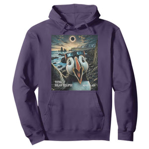 Puffin Selfie August 12 2026 Total Solar Eclipse Hoodie Funny Totality Photographic Astronomy Souvenir TS02 Purple Print Your Wear