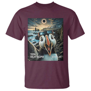 Puffin Selfie August 12 2026 Total Solar Eclipse T Shirt Funny Totality Photographic Astronomy Souvenir TS02 Maroon Print Your Wear
