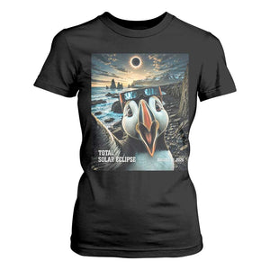 Puffin Selfie August 12 2026 Total Solar Eclipse T Shirt For Women Funny Totality Photographic Astronomy Souvenir TS02 Black Print Your Wear