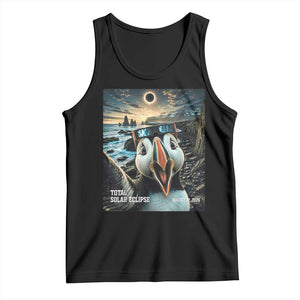 Puffin Selfie August 12 2026 Total Solar Eclipse Tank Top Funny Totality Photographic Astronomy Souvenir TS02 Black Print Your Wear