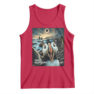 Puffin Selfie August 12 2026 Total Solar Eclipse Tank Top Funny Totality Photographic Astronomy Souvenir TS02 Red Print Your Wear