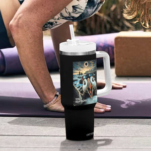 Puffin Selfie August 12 2026 Total Solar Eclipse Tumbler With Handle Funny Totality Photographic Astronomy Souvenir TS02 Print Your Wear