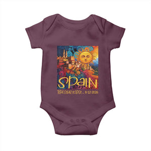 Spain 2026 Total Solar Eclipse Sun Face Graphic Baby Onesie Espana Totality Travel Memorabilia Astronomy Geek Gift TS02 Maroon Print Your Wear