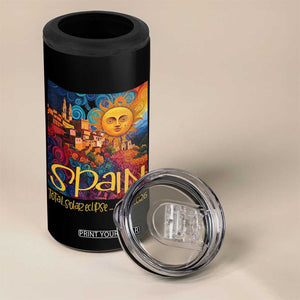 Spain 2026 Total Solar Eclipse Sun Face Graphic 4 in 1 Can Cooler Tumbler Espana Totality Travel Memorabilia Astronomy Geek Gift TS02 Print Your Wear