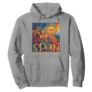 Spain 2026 Total Solar Eclipse Sun Face Graphic Hoodie Espana Totality Travel Memorabilia Astronomy Geek Gift TS02 Sport Gray Print Your Wear