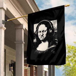 Funny Mona Lisa Wearing Headphones Bass Face Meme Garden Flag Funny Classical Fine Art Parody Music Producer Graphic TS02 Print Your Wear