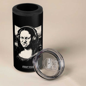 Funny Mona Lisa Wearing Headphones Bass Face Meme 4 in 1 Can Cooler Tumbler Funny Classical Fine Art Parody Music Producer Graphic TS02 Print Your Wear