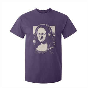 Funny Mona Lisa Wearing Headphones Bass Face Meme T Shirt For Kid Funny Classical Fine Art Parody Music Producer Graphic TS02 Purple Print Your Wear