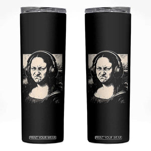 Funny Mona Lisa Wearing Headphones Bass Face Meme Skinny Tumbler Funny Classical Fine Art Parody Music Producer Graphic TS02 Black Print Your Wear