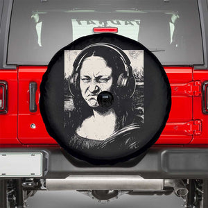 Funny Mona Lisa Wearing Headphones Bass Face Meme Spare Tire Cover Funny Classical Fine Art Parody Music Producer Graphic TS02 Black Print Your Wear