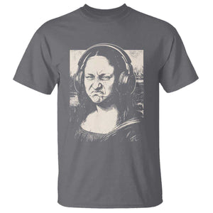 Funny Mona Lisa Wearing Headphones Bass Face Meme T Shirt Funny Classical Fine Art Parody Music Producer Graphic TS02 Charcoal Print Your Wear