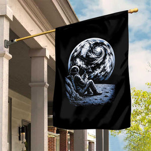 Astronaut Drinking Coffee On The Moon Graphic Garden Flag Vintage Sci Fi Earth Horizon Space Explorer TS02 Print Your Wear