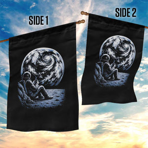Astronaut Drinking Coffee On The Moon Graphic Garden Flag Vintage Sci Fi Earth Horizon Space Explorer TS02 Print Your Wear