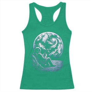 Astronaut Drinking Coffee On The Moon Graphic Racerback Tank Top Vintage Sci Fi Earth Horizon Space Explorer TS02 Irish Green Print Your Wear
