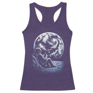 Astronaut Drinking Coffee On The Moon Graphic Racerback Tank Top Vintage Sci Fi Earth Horizon Space Explorer TS02 Purple Print Your Wear