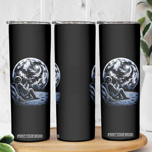Astronaut Drinking Coffee On The Moon Graphic Skinny Tumbler Vintage Sci Fi Earth Horizon Space Explorer TS02 Print Your Wear