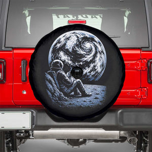 Astronaut Drinking Coffee On The Moon Graphic Spare Tire Cover Vintage Sci Fi Earth Horizon Space Explorer TS02 Black Print Your Wear