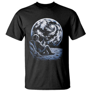 Astronaut Drinking Coffee On The Moon Graphic T Shirt Vintage Sci Fi Earth Horizon Space Explorer TS02 Black Print Your Wear