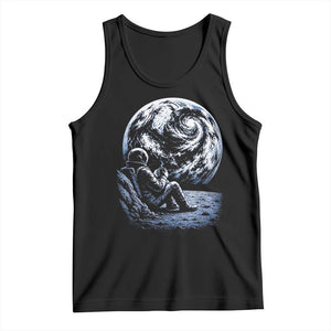 Astronaut Drinking Coffee On The Moon Graphic Tank Top Vintage Sci Fi Earth Horizon Space Explorer TS02 Black Print Your Wear