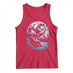 Astronaut Drinking Coffee On The Moon Graphic Tank Top Vintage Sci Fi Earth Horizon Space Explorer TS02 Red Print Your Wear