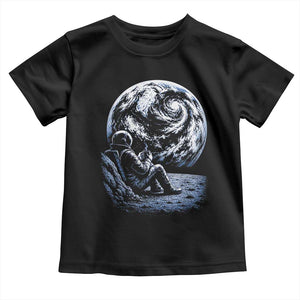 Astronaut Drinking Coffee On The Moon Graphic Toddler T Shirt Vintage Sci Fi Earth Horizon Space Explorer TS02 Black Print Your Wear