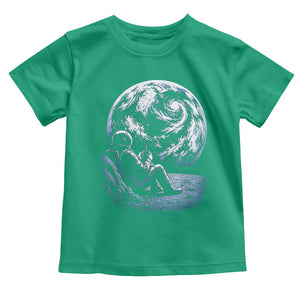 Astronaut Drinking Coffee On The Moon Graphic Toddler T Shirt Vintage Sci Fi Earth Horizon Space Explorer TS02 Irish Green Print Your Wear