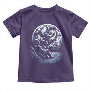 Astronaut Drinking Coffee On The Moon Graphic Toddler T Shirt Vintage Sci Fi Earth Horizon Space Explorer TS02 Purple Print Your Wear