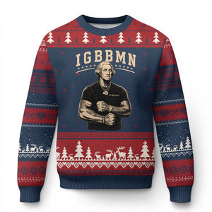 IGBBMN Buff George Washington Parody Ugly Christmas Sweater It’s Gonna Be Bad Funny Ironic Patriotic Founding Father