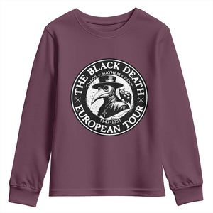 The Black Death European Tour 1347 Youth Sweatshirt Funny Plague Doctor History Humor