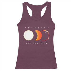 Iceland Total Solar Eclipse 2026 Totality Racerback Tank Top Travel Souvenir Astronomy Geek Gift TS02 Maroon Print Your Wear