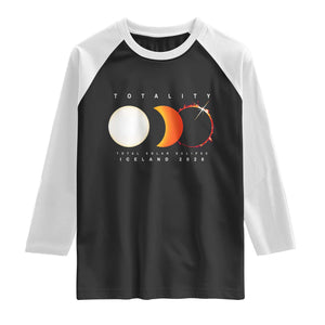 Iceland Total Solar Eclipse 2026 Totality Raglan Shirt Travel Souvenir Astronomy Geek Gift TS02 Black White Print Your Wear