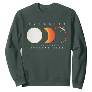 Iceland Total Solar Eclipse 2026 Totality Sweatshirt Travel Souvenir Astronomy Geek Gift TS02 Dark Forest Green Print Your Wear