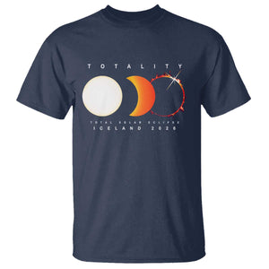 Iceland Total Solar Eclipse 2026 Totality T Shirt Travel Souvenir Astronomy Geek Gift TS02 Navy Print Your Wear