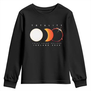Iceland Total Solar Eclipse 2026 Totality Youth Sweatshirt Travel Souvenir Astronomy Geek Gift TS02 Black Print Your Wear