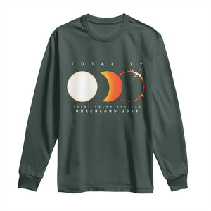 Greenland Total Solar Eclipse 2026 Totality Long Sleeve Shirt Travel Souvenir Astronomy Geek Gift TS02 Dark Forest Green Print Your Wear