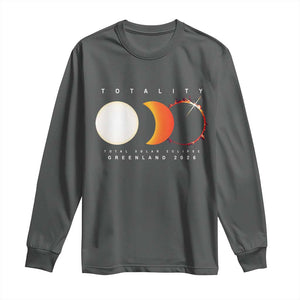 Greenland Total Solar Eclipse 2026 Totality Long Sleeve Shirt Travel Souvenir Astronomy Geek Gift TS02 Dark Heather Print Your Wear