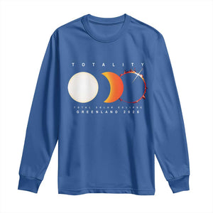 Greenland Total Solar Eclipse 2026 Totality Long Sleeve Shirt Travel Souvenir Astronomy Geek Gift TS02 Royal Blue Print Your Wear