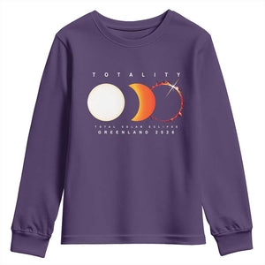 Greenland Total Solar Eclipse 2026 Totality Youth Sweatshirt Travel Souvenir Astronomy Geek Gift TS02 Purple Print Your Wear