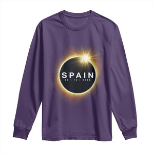 Spain Total Solar Eclipse 2026 Long Sleeve Shirt Path of Totality Astronomy Gift TS02 Purple Print Your Wear