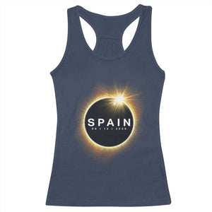 Spain Total Solar Eclipse 2026 Racerback Tank Top Path of Totality Astronomy Gift TS02 Navy Print Your Wear