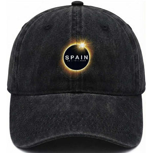 Spain Total Solar Eclipse 2026 Washed Cotton Baseball Cap Path of Totality Astronomy Gift TS02 Print Your Wear