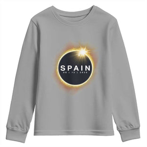 Spain Total Solar Eclipse 2026 Youth Sweatshirt Path of Totality Astronomy Gift TS02 Sport Gray Print Your Wear
