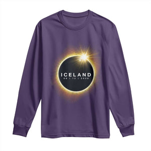 Iceland Total Solar Eclipse 2026 Long Sleeve Shirt Path of Totality Astronomy Gift TS02 Purple Print Your Wear